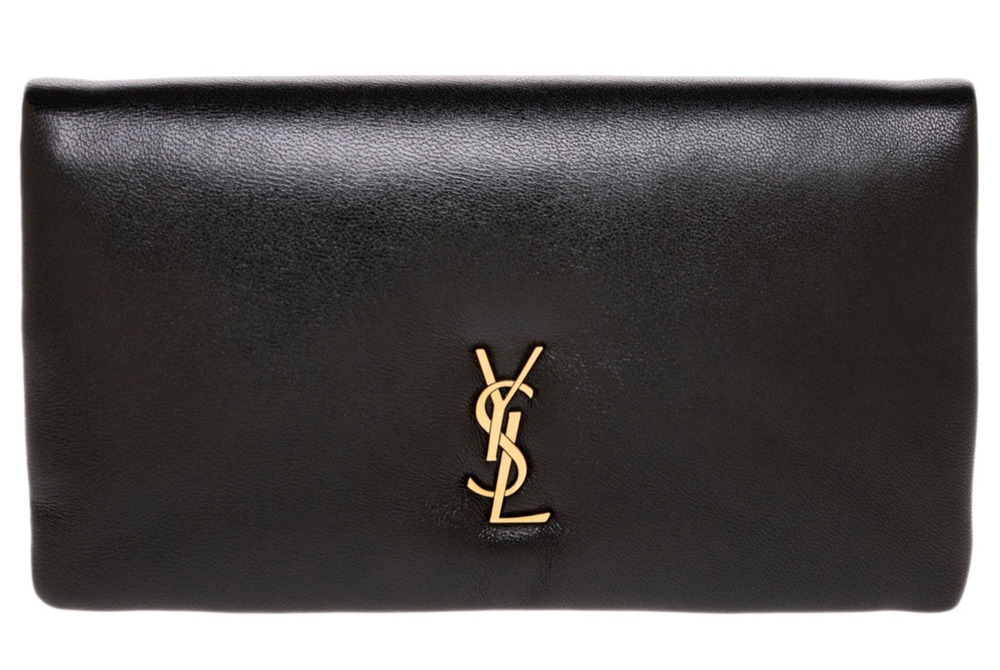 Saint Laurent Large Calypso Black Puffy Lambskin Leather YSL Continental Wallet